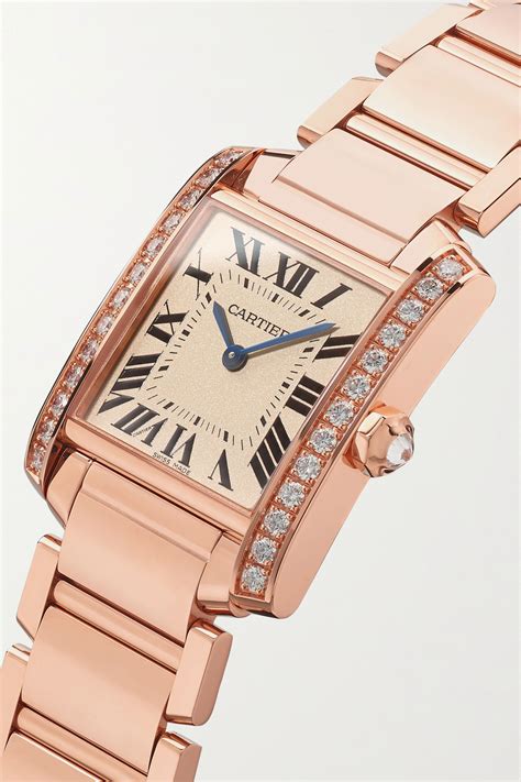 Rose gold Tank Française 25mm medium 18-karat rose gold diamond watch | Cartier | NET-A-PORTER