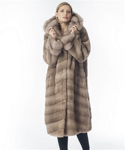 Pastel Mink Fur Coat with Marten Trim – Imperia Furs