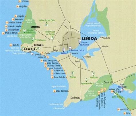 Map of Golf Courses and Beaches near Lisbon