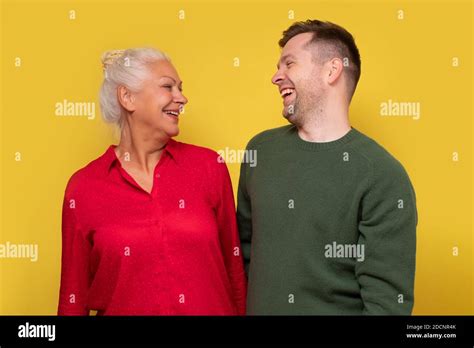 Joyful caucasian mother and son laughing at joke Stock Photo - Alamy