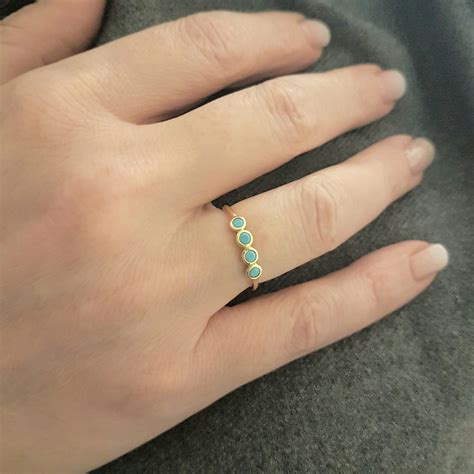 Four Turquoise Stone Ring for Women 14K Real Solid Gold December Birthstone Jewelry | Latika ...