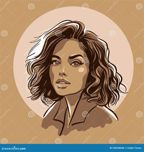 Beautiful Girl Portrait. Cartoon Style. Digital Sketch Hand Drawing Vector. Illustration Stock ...
