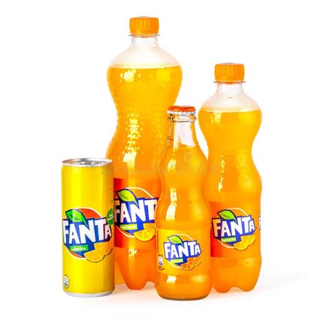 Fanta bottles and can editorial photo. Image of close - 182749201