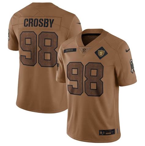 Raiders 98 Maxx Crosby 2023 Brown Salute To Service Stitched Men Jersey