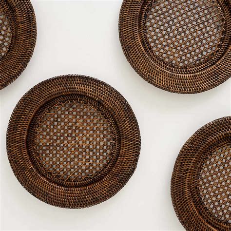 India Hicks Home Antique Brown Rattan Charger | Set of 4 | Rattan ...
