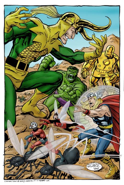 Avengers vs Loki, in Rick Hannah's Coloring the Art of John Byrne Comic Art Gallery Room