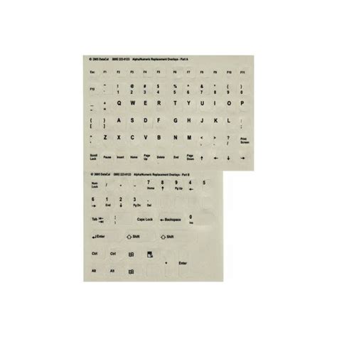 Standard Replacement Keyboard Letters - Black Print on Ivory