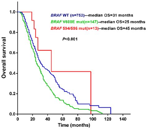 Overall survival of melanoma patients in relation to BRAF mutation ...