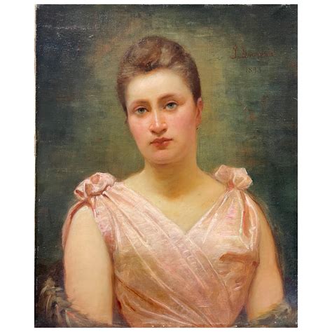 French Belle Epoque - Original 1890s French Belle Epoque Period Signed Oil Portrait Lady in Pink ...