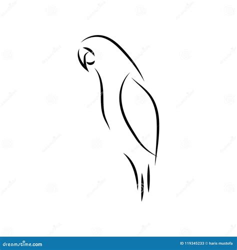 Parrot Bird Mono Line Art Template Stock Vector - Illustration of minimal, parrot: 119345233