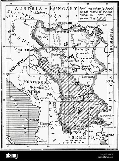 Map of Serbia at the start of WWI. From Hutchinson's History of the Nations, published 1915 ...