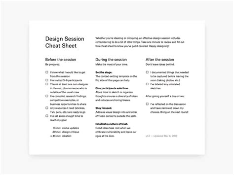 Design Session Cheat Sheet by Eva Decker on Dribbble