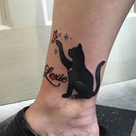 Memorial tattoo for my cat, Lexie. RIP my munchkin. | Black cat tattoos, Cat tattoo, Cat tattoo ...