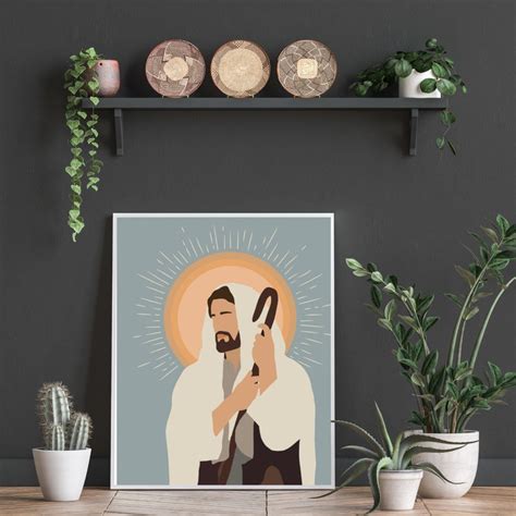 The Shepherd Digital Art Print / Jesus Christ Portrait / | Etsy