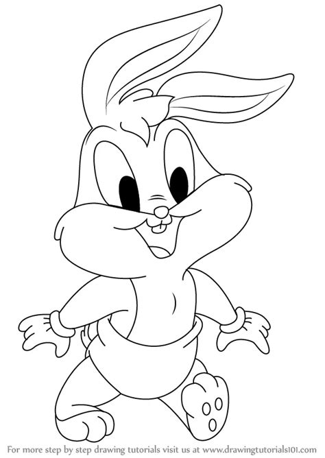 Step by Step How to Draw Baby Bugs from Baby Looney Tunes ...