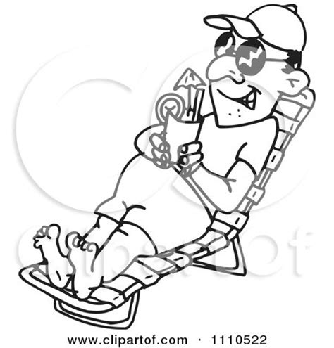 Clipart Black And White Man Relaxing With A Beverage - Royalty Free ...