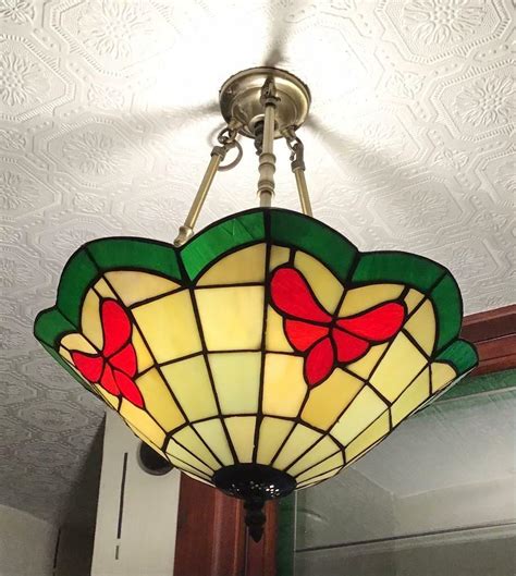 Beautiful Tiffany ceiling light vintage tiffany art deco leaded stained glass style light | in ...