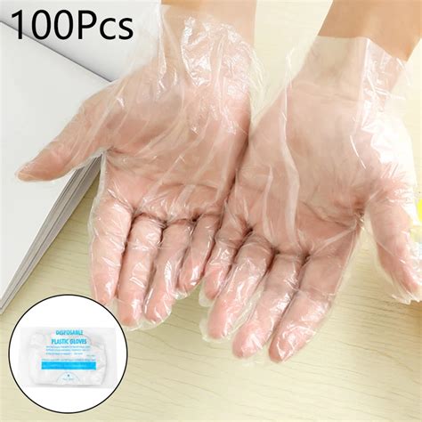 100/50pcs Clear Disposable Gloves Food Eco friendly Plastic Gloves for ...