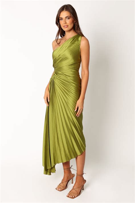 Kleo One Shoulder Maxi Dress - Olive Green - Petal & Pup USA