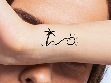 Palm Tree Sun Wave Temporary Tattoo - Etsy Canada