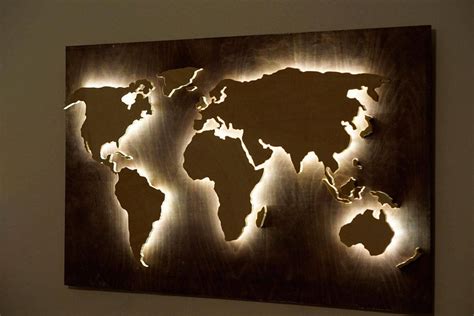 LED-Weltkarte abstrakte Kunst 3d Weltkarte leuchtende 3d moderne kunst führte wandkunst Büro ...