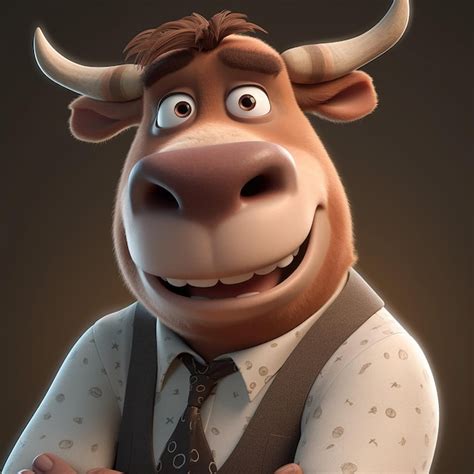 Premium Photo | A cartoon bull with horns and a tie that says'bull'on it