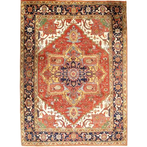 Pasargad NY Serapi Hand-Knotted Wool Rust/Navy Area Rug | Perigold | Navy area rug, Area rugs ...