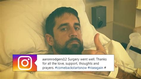 Aaron Rodgers shares a message from his hospital bed after undergoing shoulder surgery - Article ...