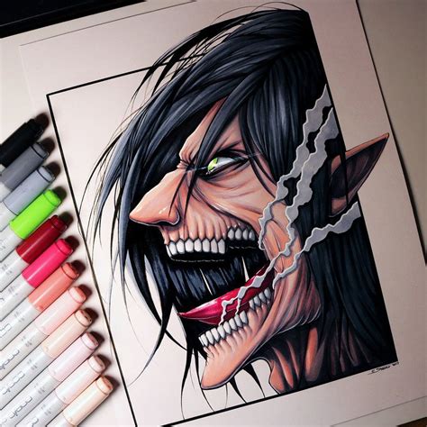 Eren Jaeger (Titan Form) - Drawing by LethalChris | Fond d'ecran dessin ...