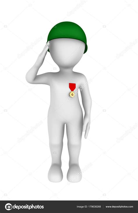 Brave Soldier Awarded Medal Salutes Illustration — Stock Photo © 3D-Sparrow #179638268