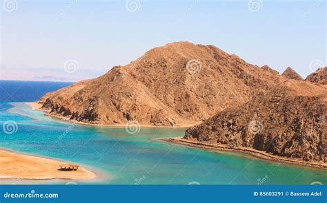 Sea & Mountain View of the Fjord Bay in Taba, Egypt Stock Image - Image of contemplation ...