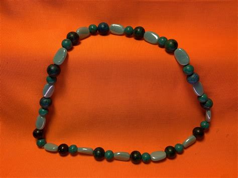 17” bead necklace Blue Green Color - Gem