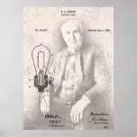 Thomas Edison Light Bulb Patent - Old Look Poster | Zazzle