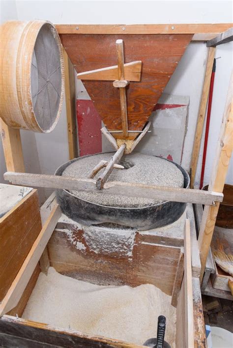 Old Flour Mill. Interior of a Flour Mill. Primitive Grain Grinder at a Village. Stock Photo ...