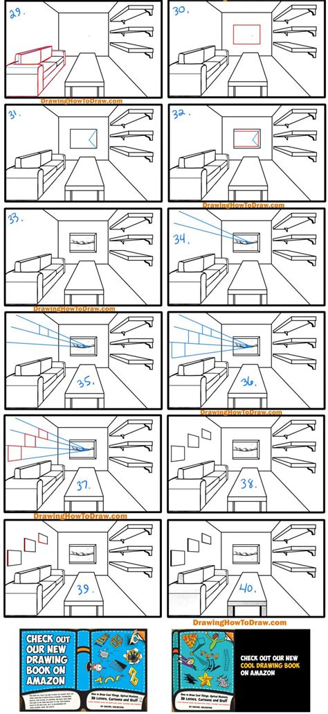 How to Draw a Room in 1 Point Perspective Easy Step by Step Drawing Tutorial – How to Draw Step ...