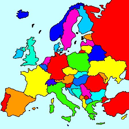 Carte d'Europe vierge en couleur