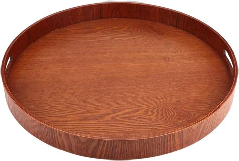Wooden Food Tray, Serving Tray 50cm Large Round Durable for Home : Amazon.co.uk: Home & Kitchen
