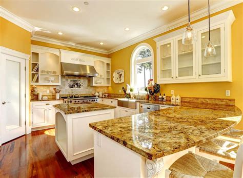 Image result for yellow stone countertops | Yellow kitchen walls, Yellow kitchen designs, Yellow ...