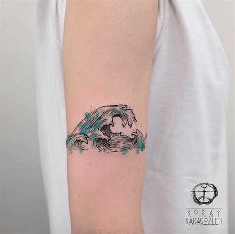 Linework wave by Koray Karagozler | Waves tattoo, Colour tattoo for ...