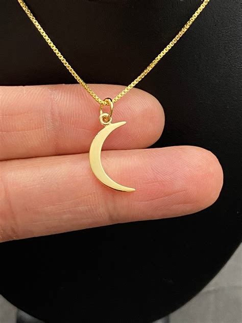 Gold Moon Necklace, Small Moon Charm Pendant, Celestial Dainty Moon ...