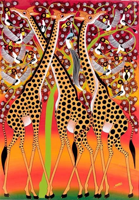 живопись тинга-тинга | African paintings, Giraffe art, Africa art