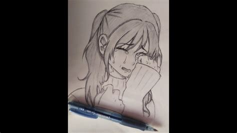 how t draw sad anime girl - YouTube