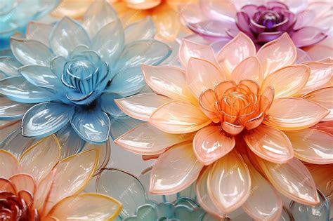 Premium AI Image | 3D Multicolor Tropical Glass Flower Tile