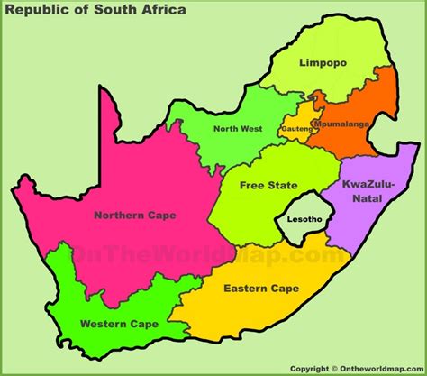 Administrative divisions map of South Africa - Ontheworldmap.com