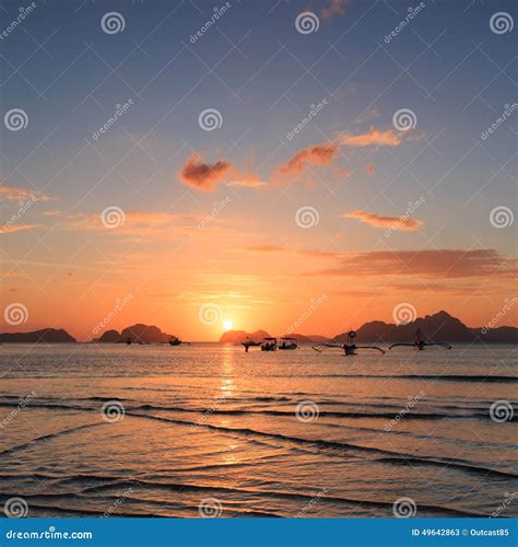 Sunset At Corong Corong Beach, Palawan, Philippines Royalty-Free Stock Photography ...