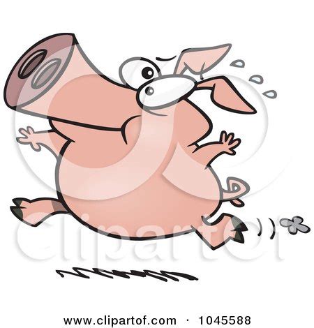 Royalty-Free (RF) Clip Art Illustration of a Cartoon Pig Running by toonaday #1045588