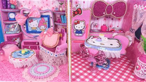 DIY Miniature Hello Kitty Dollhouse~ Kitchen and Living Room Decor Doll ...