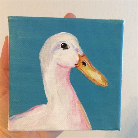 Duck painting 4x4 canvas art blue farmhouse decor farm | Etsy