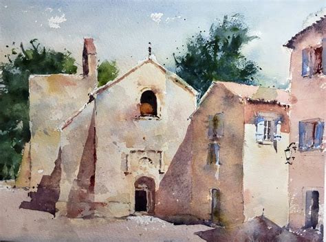 French Village Original Watercolor Painting - Michele Clamp Art