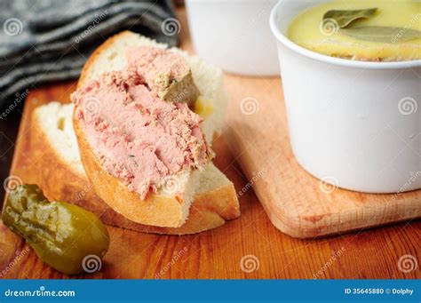 Baked Chicken Liver Pate on Toast Stock Photo - Image of meal, leaf ...